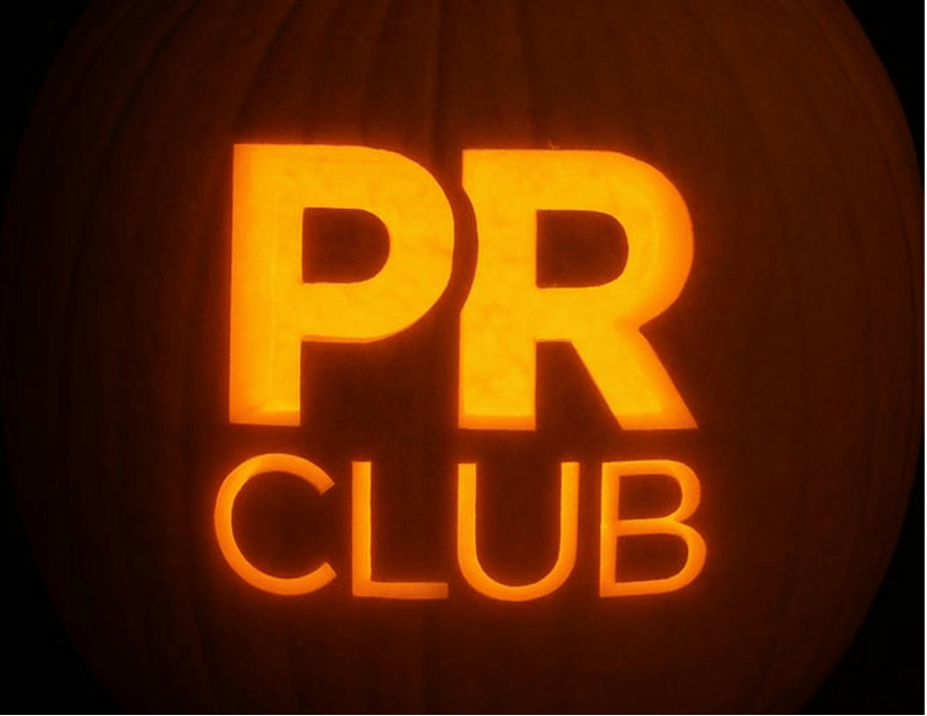 PR Club carved in to a pumpkin.
