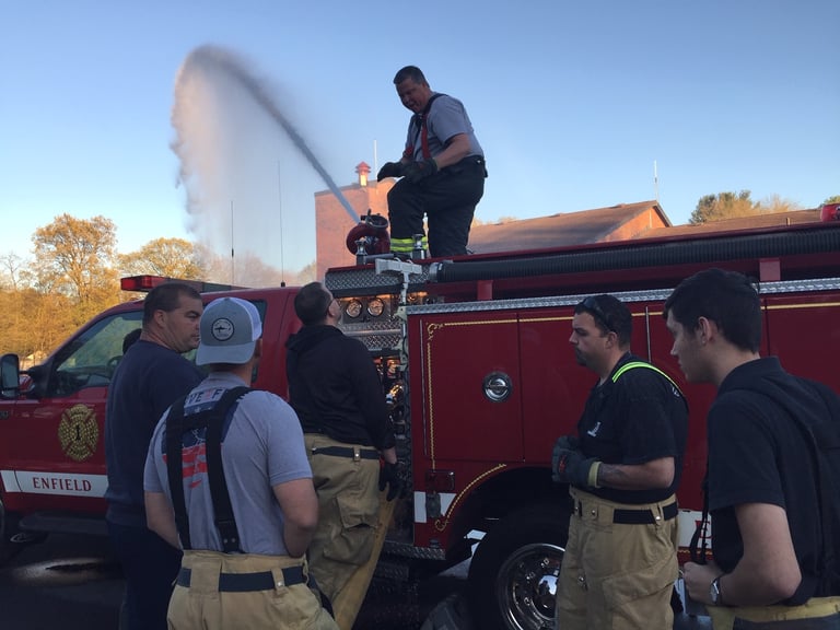 Enfield Fire District No. 1 Firefighters Perform Water Supply and Master Stream Drill
