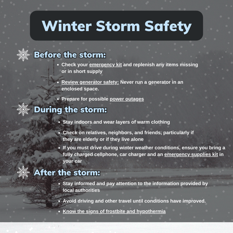 Enfield Fire District No. 1 Shares Winter Storm Safety Tips Ahead of Tomorrow’s Storm