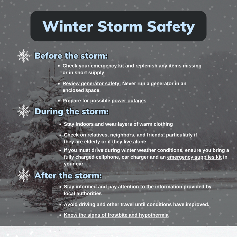 Enfield Fire District No. 1 Shares Winter Storm Safety Tips Ahead of Tomorrow’s Storm
