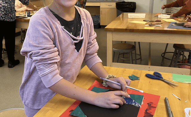 Bourne Middle School fourth grader Madilyn Parsons working on her project. (Photo courtesy Bourne Public Schools)