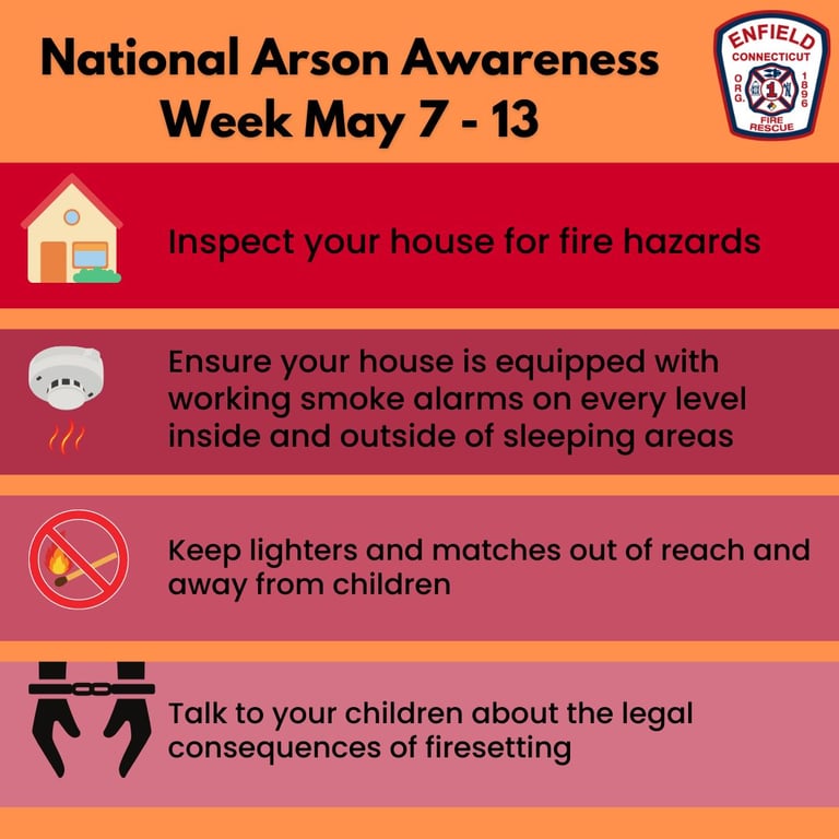 Enfield Fire District No. 1 Shares Fire Safety Tips During National Arson Awareness Week