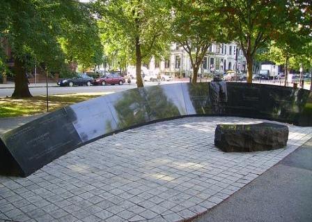The Vendome Memorial on the Commonwealth Avenue Mall at Dartmouth Street, Back Bay, 2008.