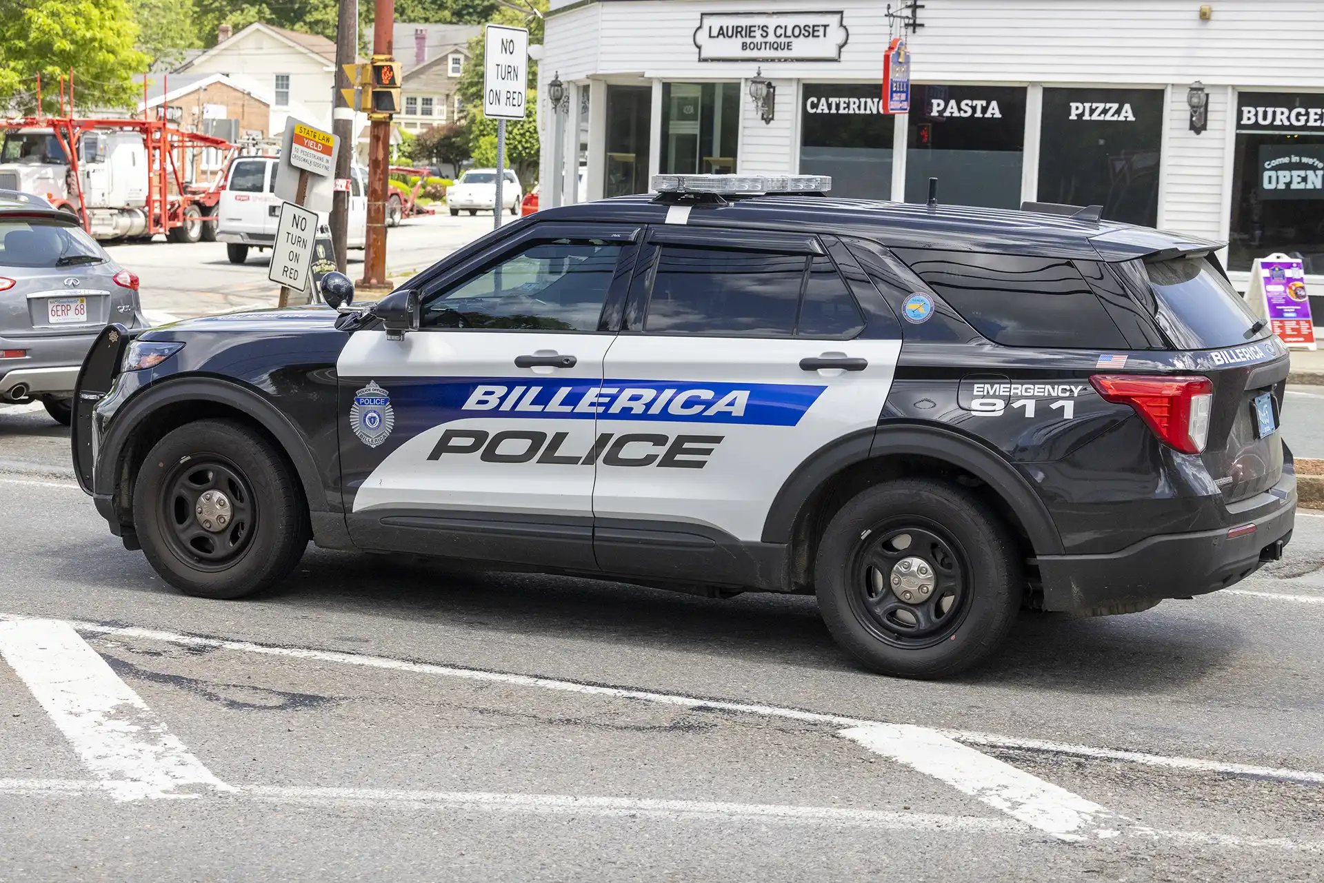 Side of a Billerica Police Department cruiser.
