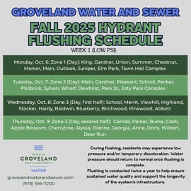 Fall 2025: Week 1 Hydrant Flushing Schedule