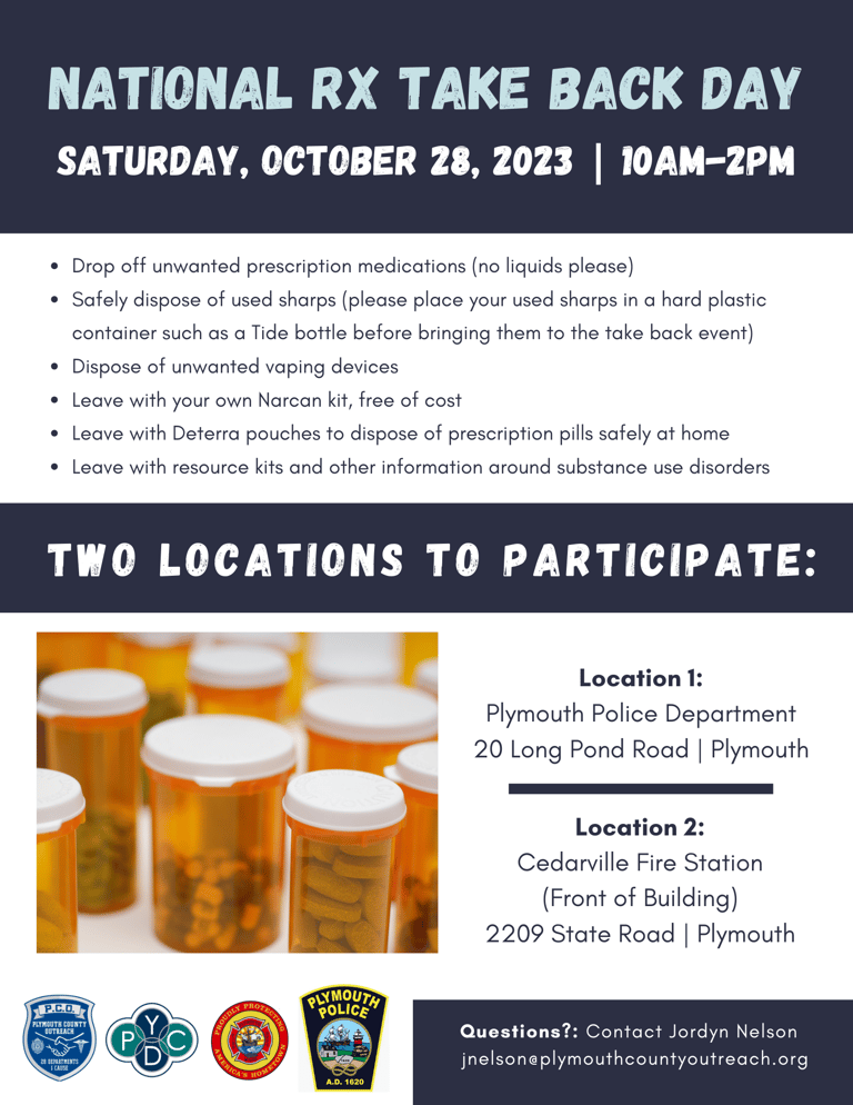 Plymouth County Outreach to Co-host Two Drug Take Back Day Events Saturday