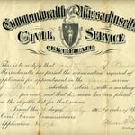 The Civil Service certificate notifying John L. Glynn of his examination score, July 3, 1905.