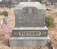 Photo of the gravestone of Captain James Victory, St. Patrick's Cemetery, Rockland, MA.