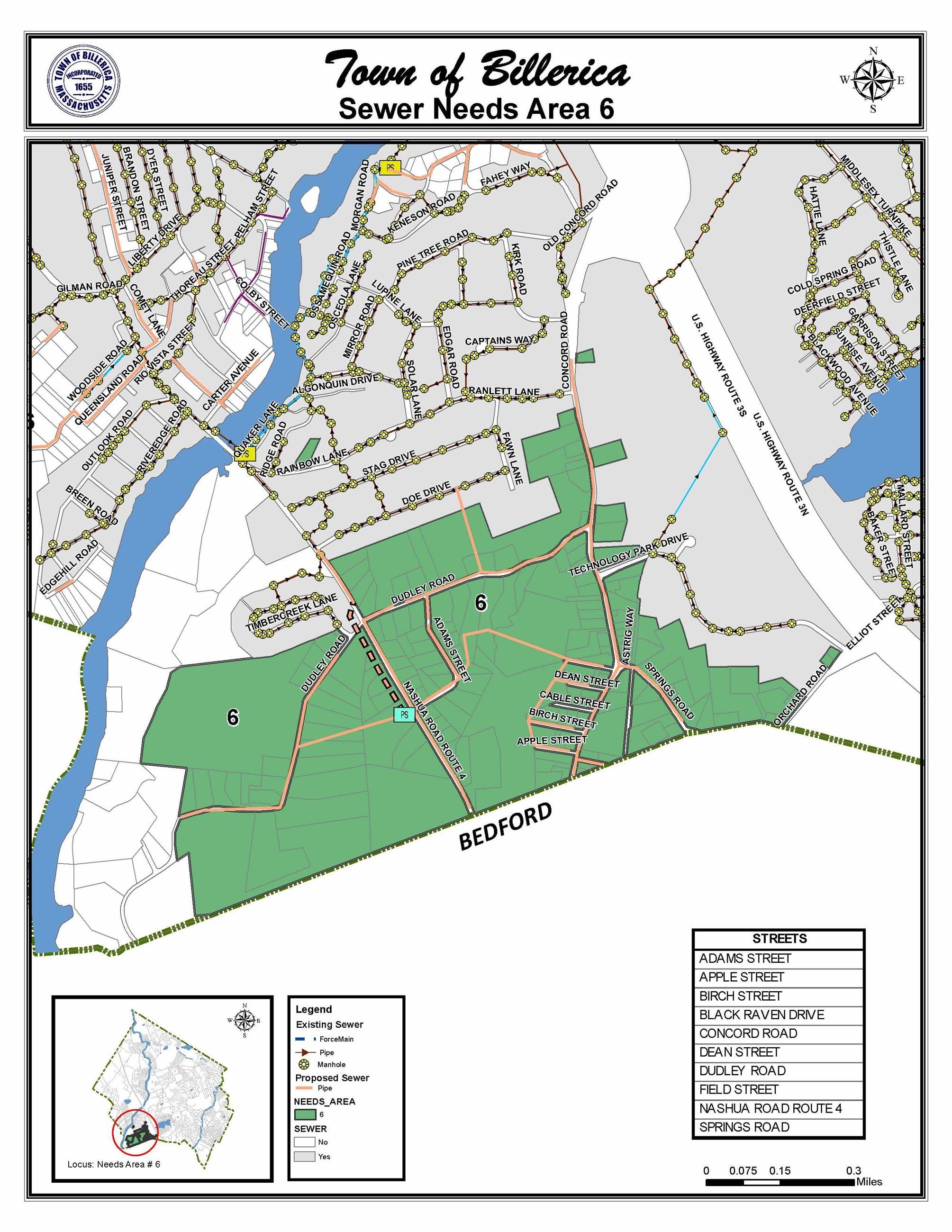 Sewer Needs Area 6 map