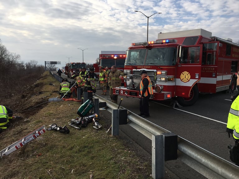 Enfield Fire District No. 1 Responds to Truck Rollover on I-91 N