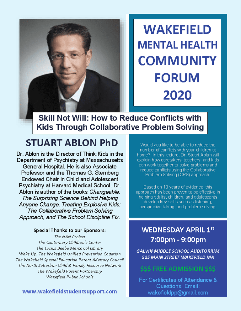 Wakefield Mental Health Community Forum: April 1, 2020