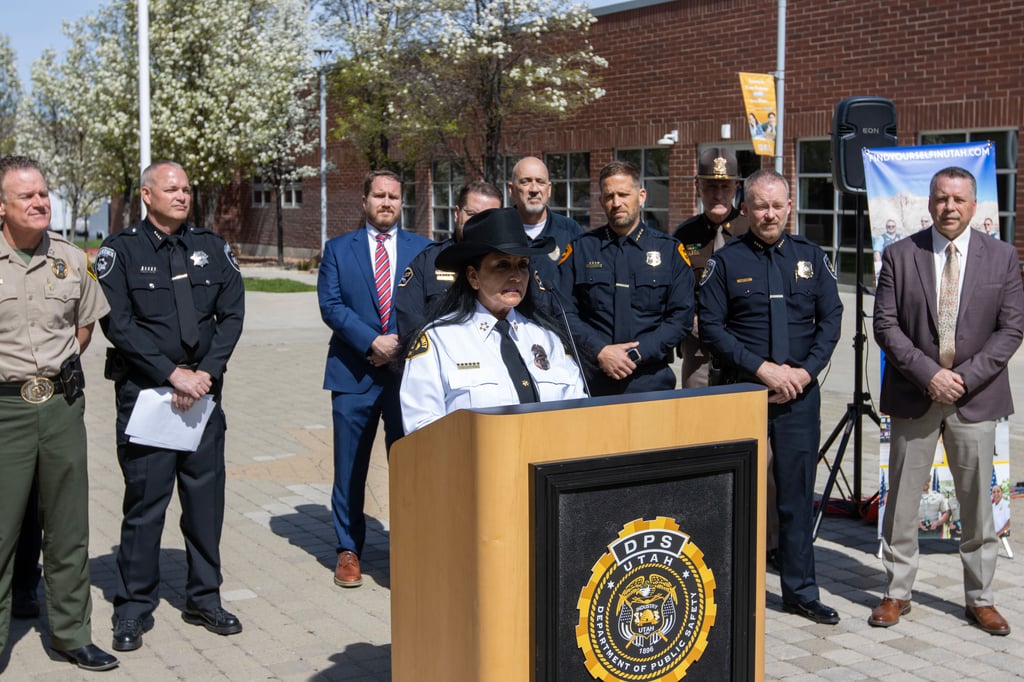 Salt Lake County Sheriff Rosie Rivera speaks during the press conference (Courtesy Photo)