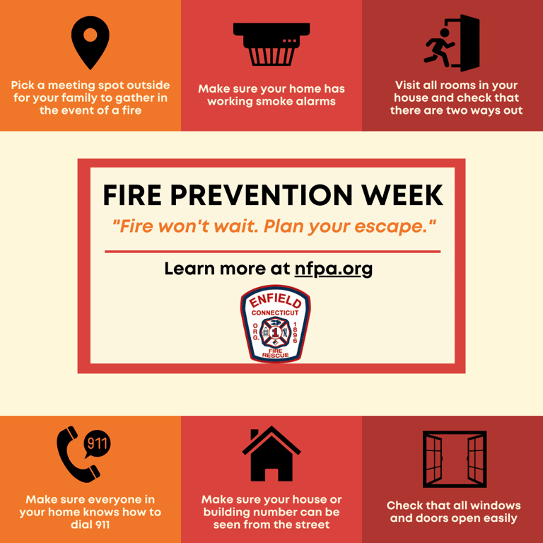 During Fire Prevention Week Enfield Fire District No. 1 Urges Residents to Be Aware: ‘Fire Won’t Wait. Plan Your Escape.’