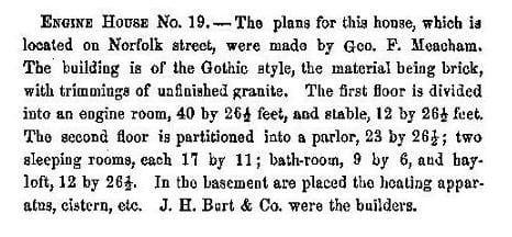 An 1870 City Report on the construction of the firehouse.