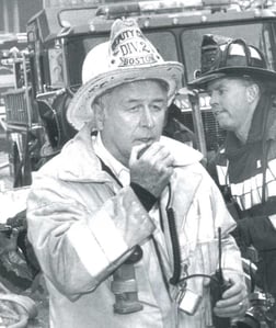 Deputy Fire Chief John A. Lockhead, Division 2, at an unknown fire, circa 2000.