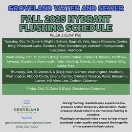 Fall 2025: Week 2 Hydrant Flushing Schedule