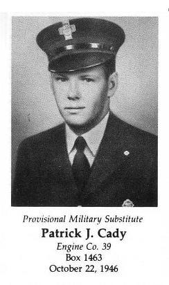 Provisional Military Substitute Patrick J. Cady, Engine Company 39, LODD October 22, 1946.