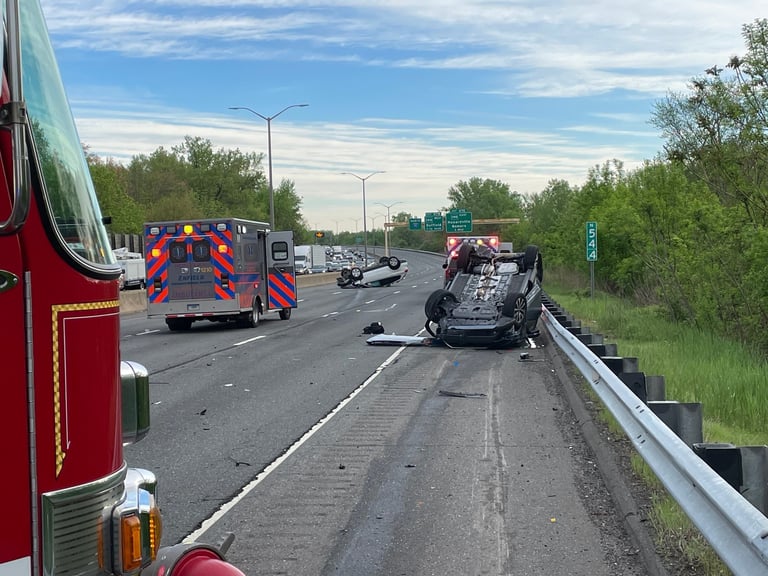 Enfield Fire District 1 Responds to Double Rollover Crash on I-91