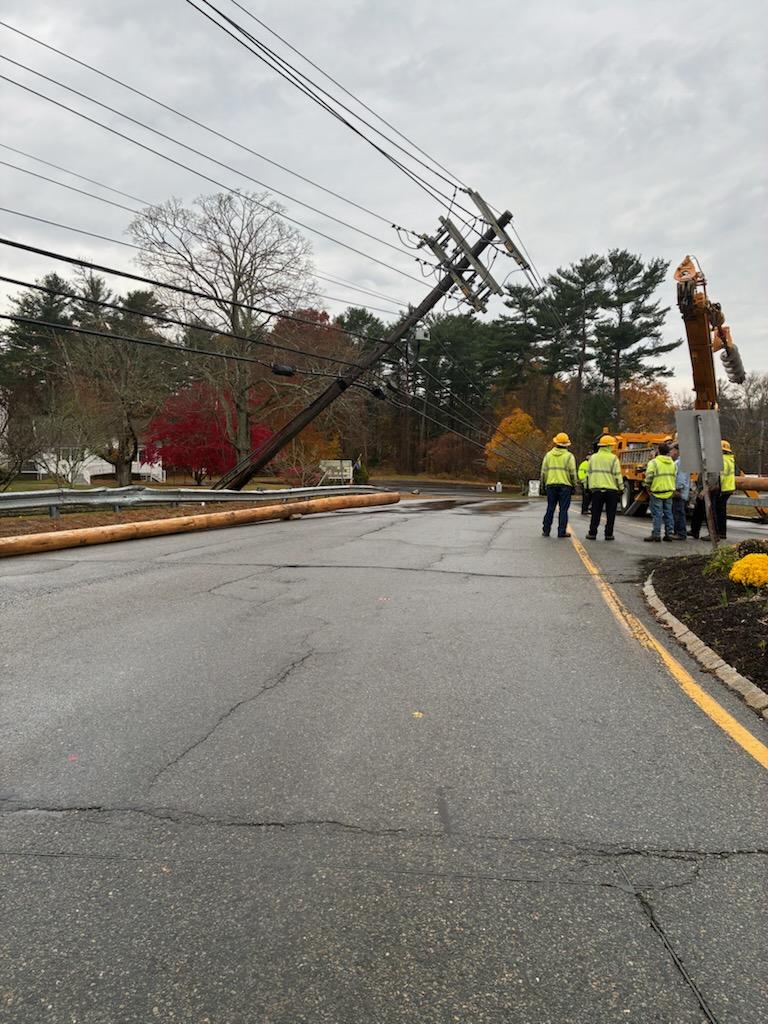 Utility poles damaged after crash in Lakeville