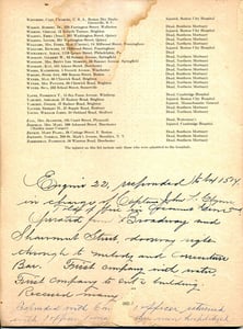 Notes of Captain John L. Glynn of the actions of Engine Co. 22 at the Cocoanut Grove Fire, November 28, 1942.