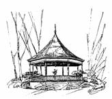 Gazebo line art drawing.