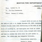 BFD Form 5, by Capt. George F. Doyle, Ladder 15, reporting rescue work performed by Ladderman Gilbert W. Jones, in 1925.