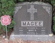Gravestone of Fire Fighter Richard B. Magee in St. Joseph's Cemetery, West Roxbury, MA