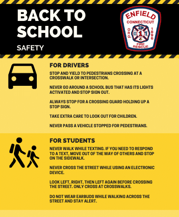 Enfield Fire District 1 Offers Back to School Safety Tips
