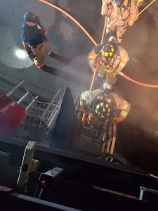 Cadets enter burn trailer