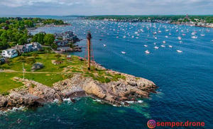 Aerial view of the marblehead Lighthouse.