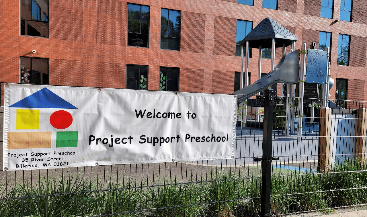 Aerial view of Billerica, MA town center.