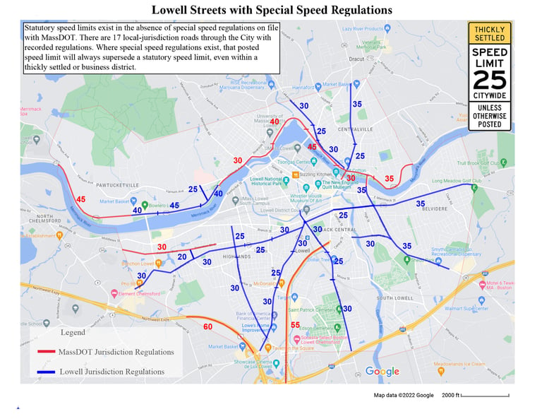Lowell Police Announce New Citywide Speed Limit of 25 MPH in Thickly Settled and Business Districts
