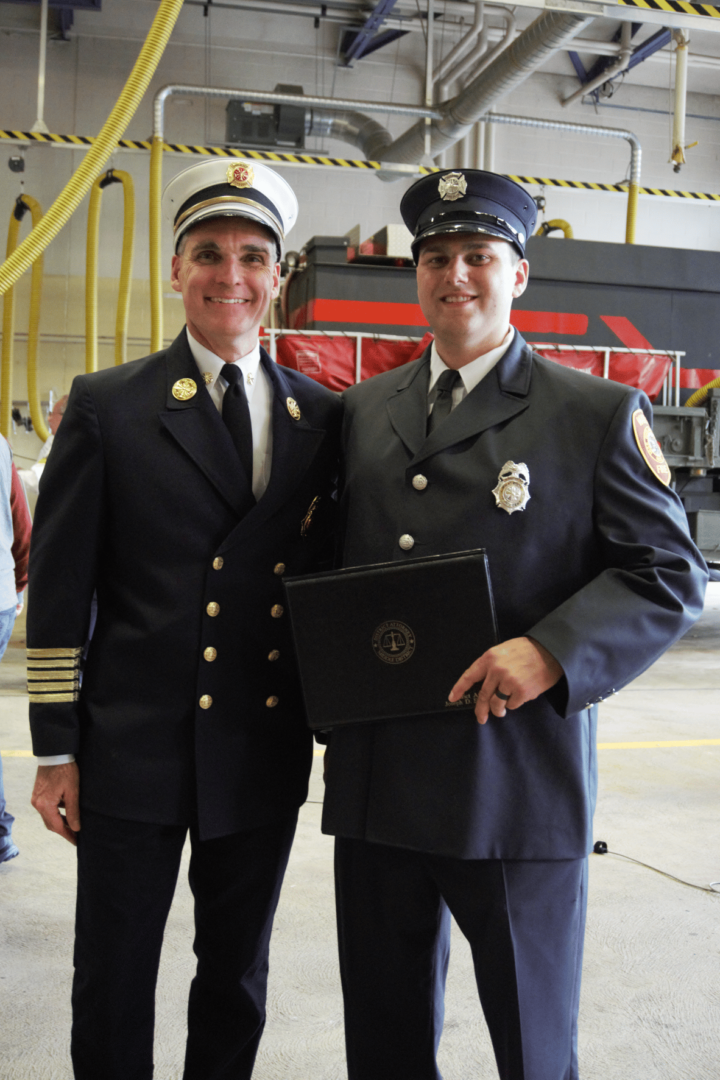 From left: Wayland Fire Chief Neil McPherson and Wayland Firefighter/Paramedic Mitch Mabardy. (Photo Courtesy Wayland Fire Department)