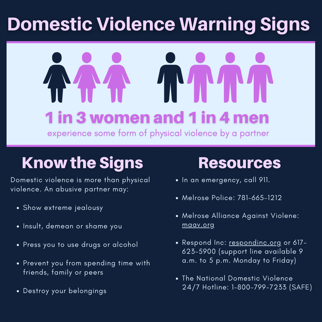 Melrose Police Department Shares Warning Signs of Domestic Violence and  Resources for Those in Need of Help - Melrose Police Department