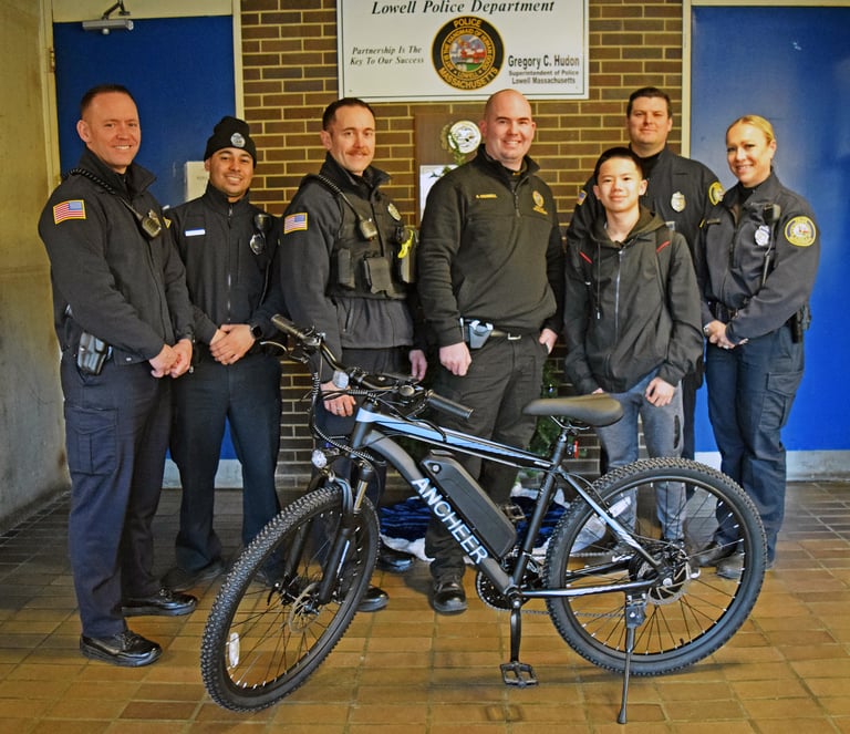 Lowell Police Unions Buy New Bike for Youth Whose Bike Was Stolen During Downtown Lowell Cleanup