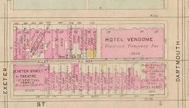 Location of the Hotel Vendome, 1928 map.