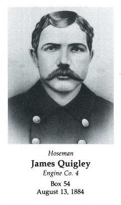 Photo of Hoseman James Quigley, LODD 8/13/1884.