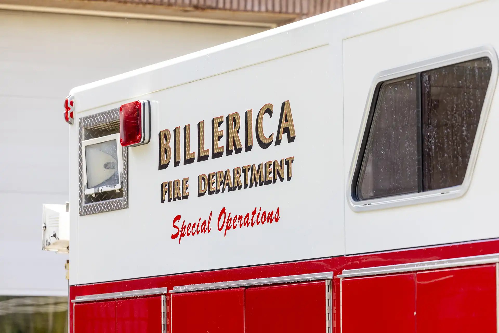 Billerica Fire Department Special Operations Logo on the side of a department vehicle.