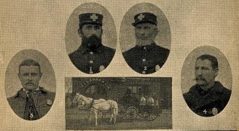 Company members of Chemical Engine Company 4 (West Roxbury) in 1889.