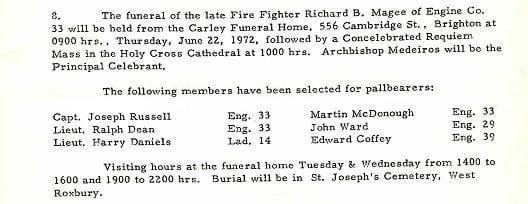 Funeral detail for Fire Fighter Richard B. Magee.