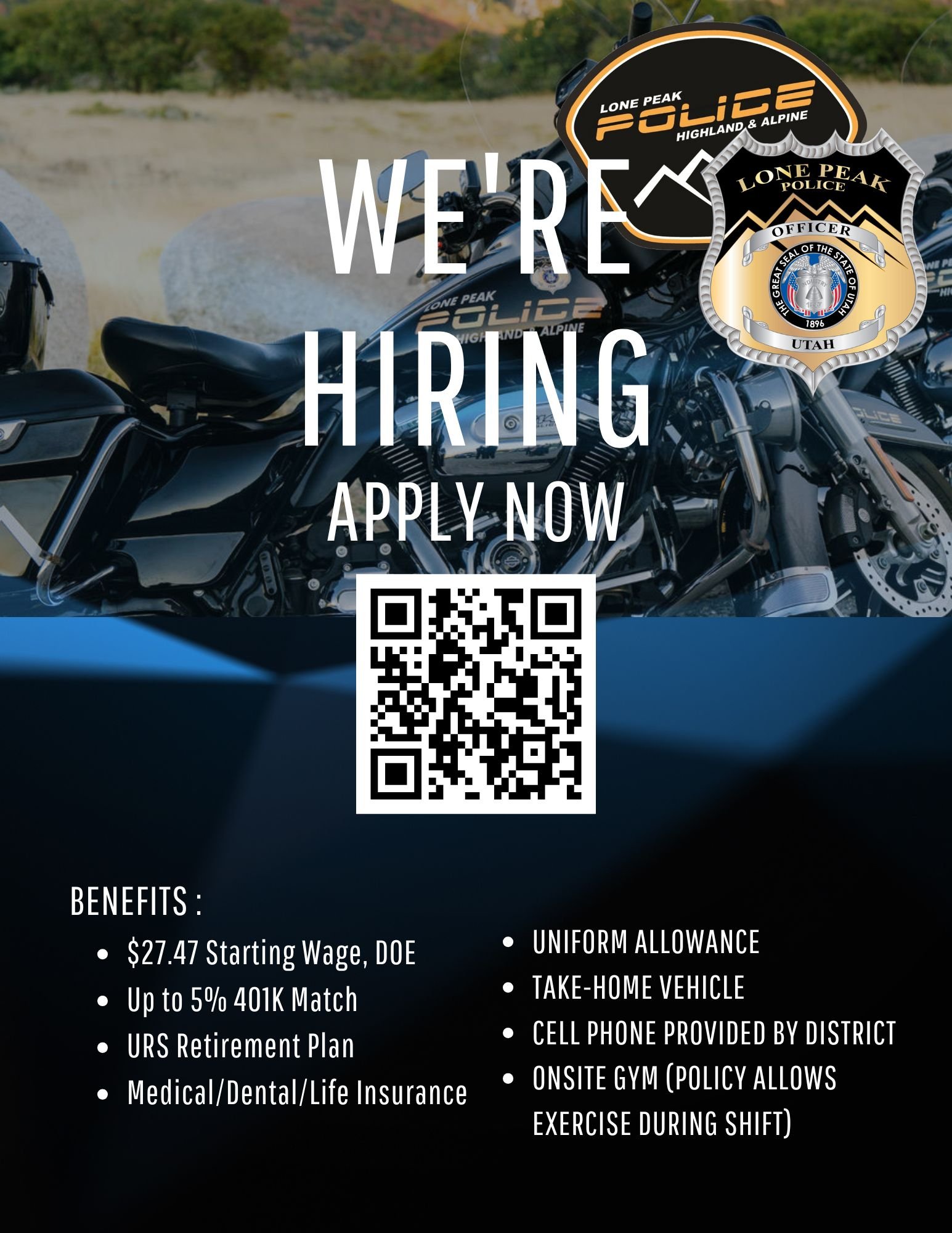 Lone Peak Police Department Hiring Flyer 2025