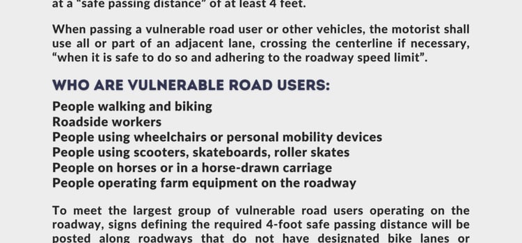 Groveland Police Department Reminds Residents of Vulnerable Road Users Law