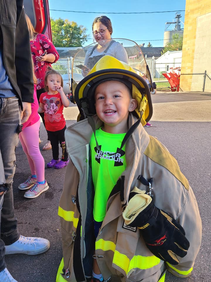 Preschool students learning about fire prevention.