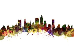 Watercolor Boston Skyline