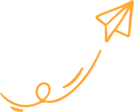A hand drawn yellow paper plane.