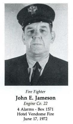 Photo of Fire Fighter John E. Jameson, Engine Company 22, LODD June 17, 1972