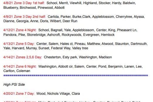 Groveland Water and Sewer Department  Announces Spring Flushing Schedule