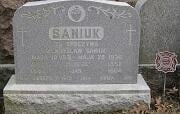 Gravestone of Fire Fighter Joseph P. Saniuk in St. Michael's Cemetery, Roslindale, MA