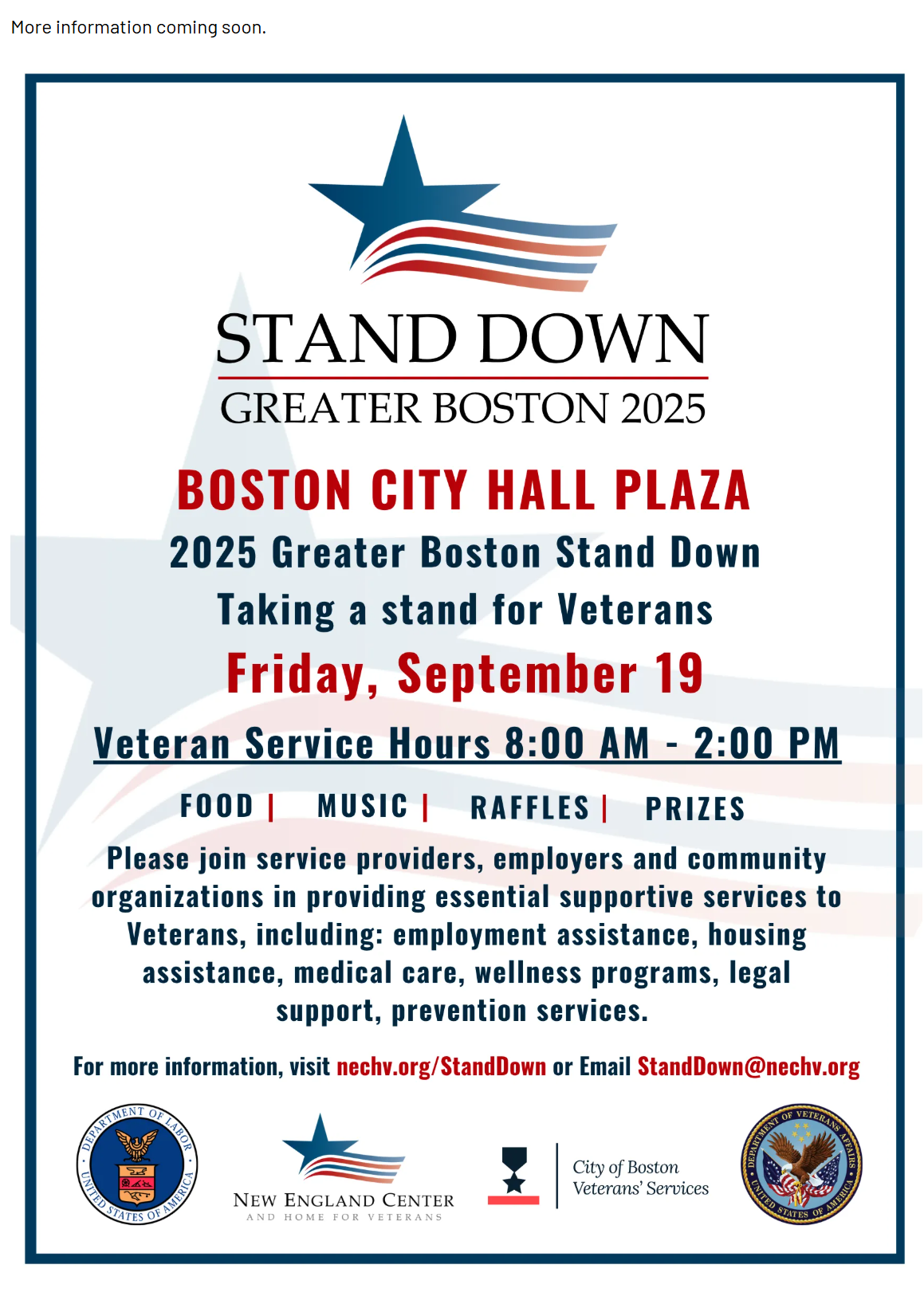 Stand Down Greater Boston 2025 Event Flyer