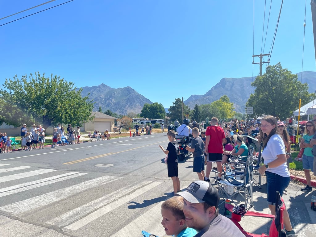 Community members lined up for a parade.